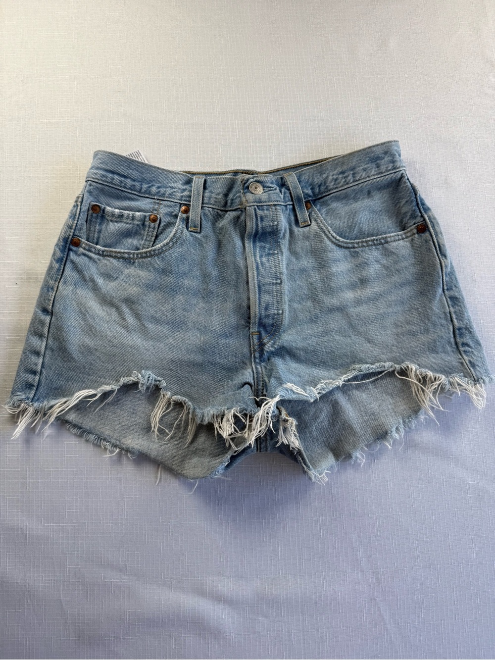 Levi's Cut Offs Button Fly High Rise Blue Premium Denim Classic 501s‎ Size 29